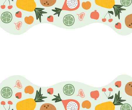 colorful posters. collection of fruits. Simple elements for social media, print. Hand drawn vector red, yellow and orange fruitsのイラスト素材