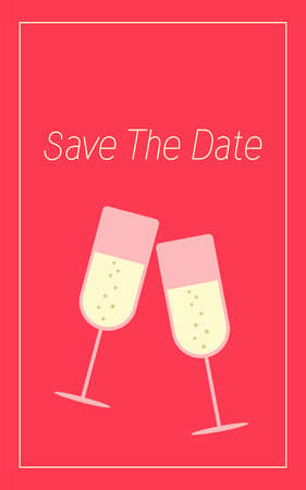 wedding invitation card. christmas postcard. holiday booklet with champagne. vector glasses of wineのイラスト素材