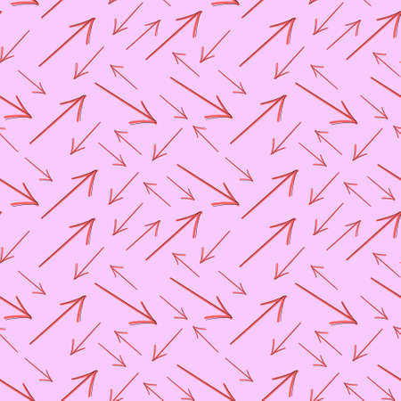 Seamless vector arrow pattern. Randomly placed arrows. Red elements isolated. Editable background. Good for textile, wallpaper.のイラスト素材