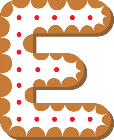 Letter E. Vector set of alphabet holidays ginger cookie isolated on white background. Merry Christmas and Happy New Year. christmas fontのイラスト素材
