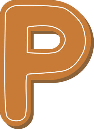 Letter P. Vector set of alphabet holidays ginger cookie isolated on white background. Merry Christmas and Happy New Year. christmas fontのイラスト素材