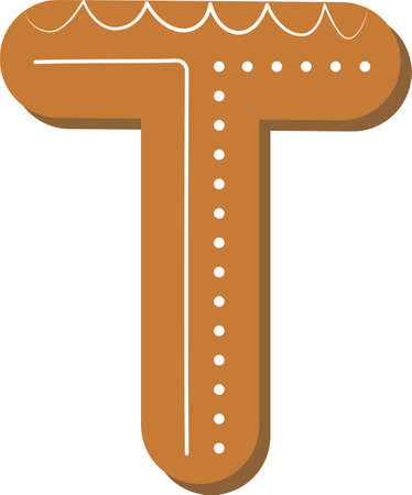 Letter T. Vector set of alphabet holidays ginger cookie isolated on white background. Merry Christmas and Happy New Year. christmas fontのイラスト素材