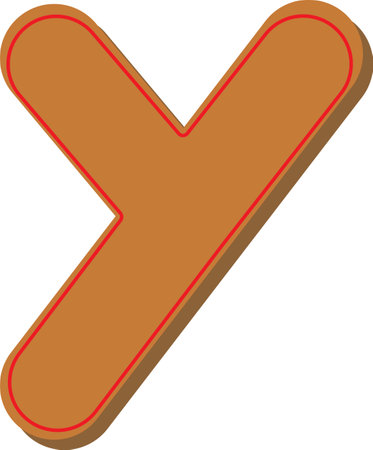 Letter Y. Vector set of alphabet holidays ginger cookie isolated on white background. Merry Christmas and Happy New Year. christmas fontのイラスト素材