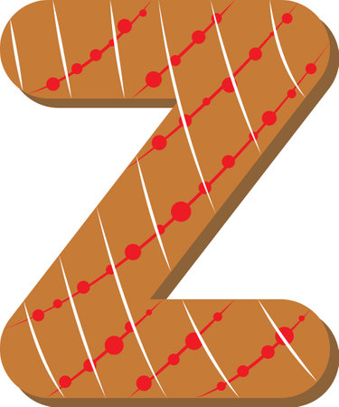 Letter Z. Vector set of alphabet holidays ginger cookie isolated on white background. Merry Christmas and Happy New Year. christmas fontのイラスト素材