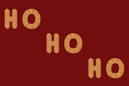 HoHoHo. Design lettering templates for greeting cards. Gingerbread letters. Vectorのイラスト素材