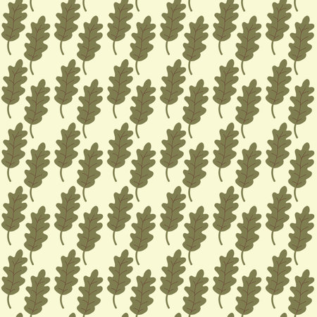 Oak Leaves Pattern. Endless Background with green leaf. Seamless vector illustrationのイラスト素材