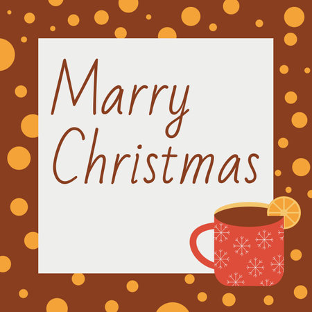 christmas template. Postcard with tea. vector design element. Merry Christmasのイラスト素材