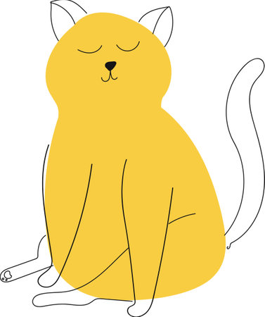 cute animal print. Vector yellow cat isolated on white background.のイラスト素材