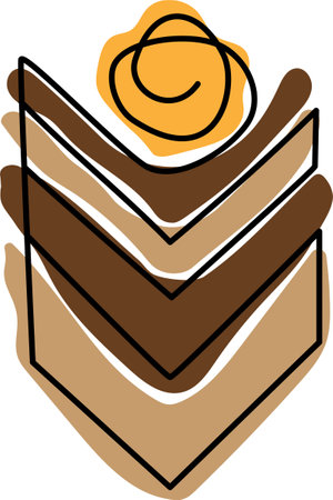 Continuous line drawing of delicious sliced cake or cheesecake. Single one line art piece of sweet food dessert. Vector illustration in brown colorのイラスト素材