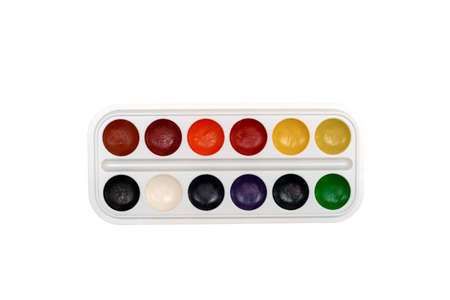 Watercolor paints on a white backgroundの写真素材
