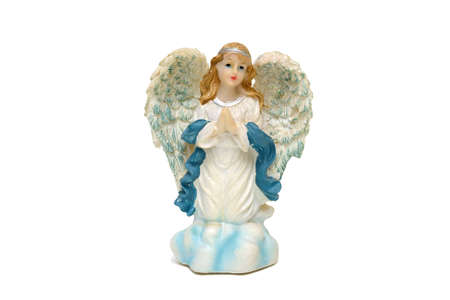 angel with big wings isolated on white background, archangel, righteous, intercessorの写真素材