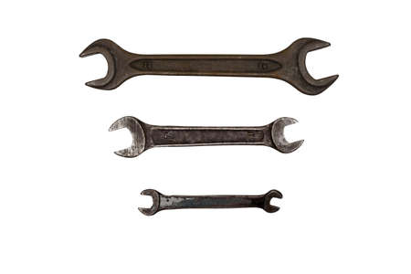 wrenches of different sizes isolated on white background, spanner toolの写真素材