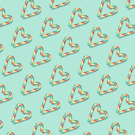 Pattern with watercolor sweet sugar cane candiesの写真素材