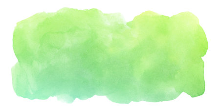 Abstract bright green yellow watercolor painting with stainsの写真素材