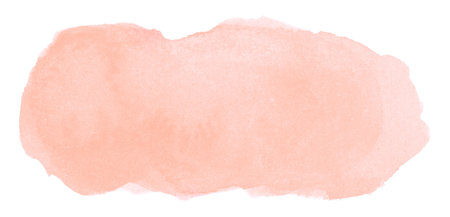 Abstract light pink watercolor brush stroke with stains on white backgroundの写真素材