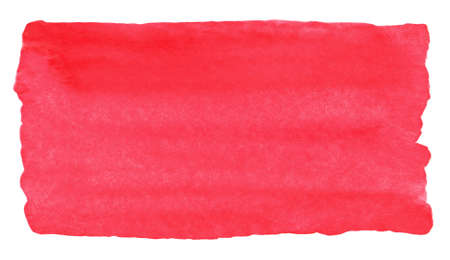 Abstract red watercolor brush stroke with stains on white backgroundの写真素材