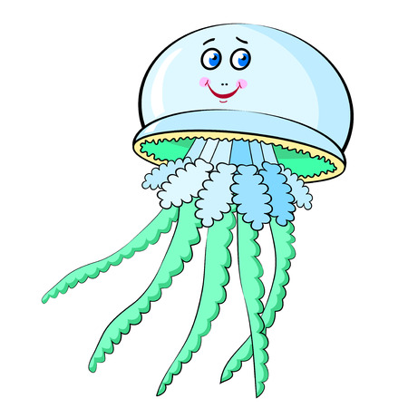 Cartoon of a smiling jellyfish.Vector illustration for children.のイラスト素材