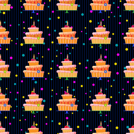 cartoon cake with strawberries pattern3-01のイラスト素材