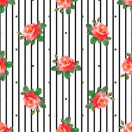 pattern with beautiful rosesのイラスト素材