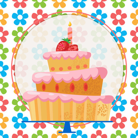 Cartoon cake greeting cardのイラスト素材