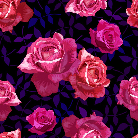 rose,leaves pattern2-01のイラスト素材