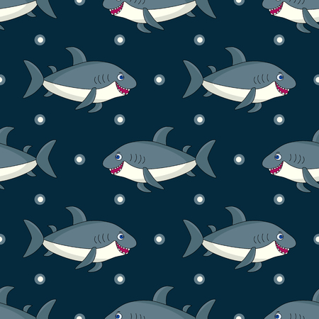 pattern with Gray cartoon sharkのイラスト素材