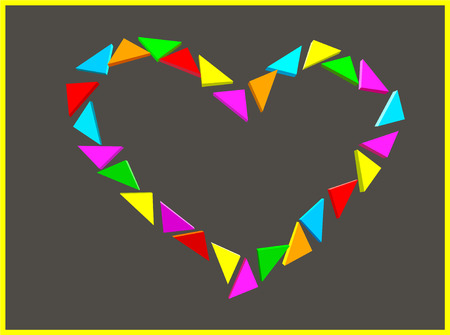 heart mosaic,  image of love, heart, color, color triugolniki, triugolnye elements, geometric shapes, the original recognition of the love, the silhouette of the heart, romanchikeskoe imageのイラスト素材