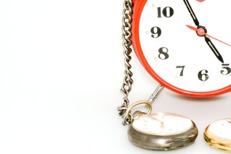 alarm clock and Stop-watch,  isolated on whiteの写真素材