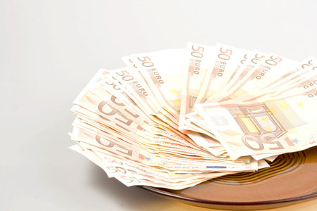 Euros on the plateの写真素材