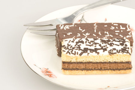 chocolate and cream cakes on the plate