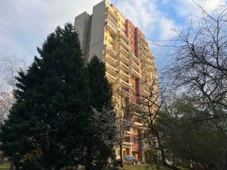 high-rise residential building in a big cityの写真素材
