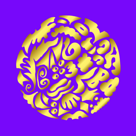 Purple background with abstract gold pattern to decorate Notepad cover, box, package, label. Vector illustration.のイラスト素材