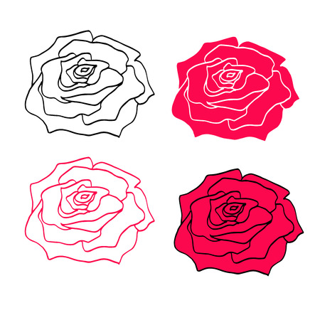 Rose icon symbol isolated for decorating packaging, package, poster, flyer. Vector illustration, flat design.のイラスト素材