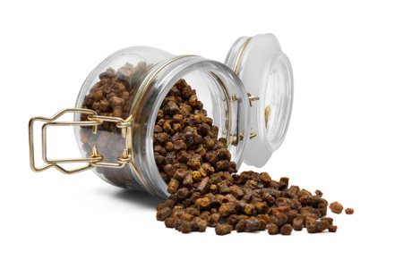 Bee pollen (bee bread) - a unique product, which is produced by bees from flower pollen isolated on...