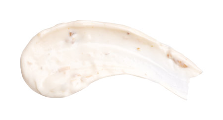 Drop tartar sauce isolated on whiteの写真素材