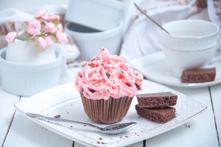 Homemade cakes with berriesの写真素材