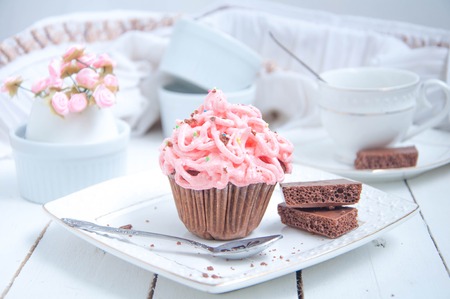 Homemade cakes with berriesの写真素材