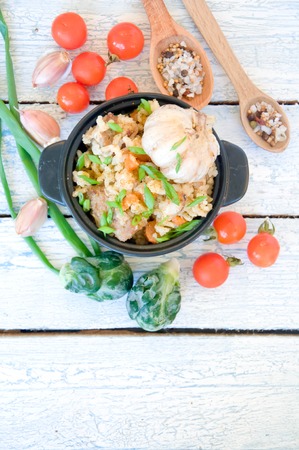 pilaf, a dish of rice, porridge of riceの写真素材