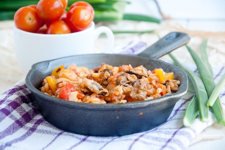 Seafood paella Italian national dish, the heart of Italyの写真素材