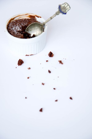 Dessert - Chocolate Cake with Berries Sauce and Ice Creamの写真素材