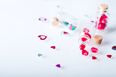 Pomegranate fruit drink in bottle on a blue backgroundの写真素材