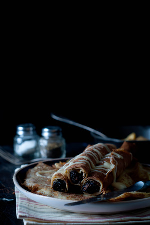 Staple of yeast pancakes, traditional for Russian pancake weekの写真素材