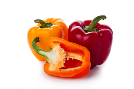 colored pepper ia a white background izolated