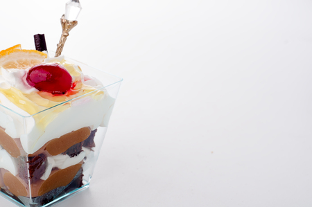 Healthy  dessert with creamy yoghurt layered with pure and fresh fruit in a glassの写真素材