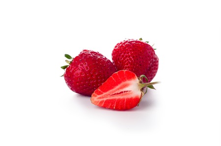 Red berry strawberry isolated on white backgroundの写真素材