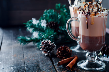 Homemade Irish Coffee with chocolate and Whipped Cream