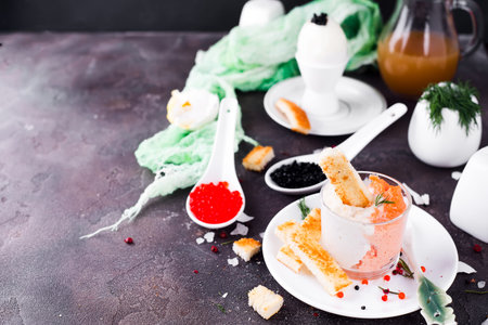 pate in a jar with crackersの写真素材