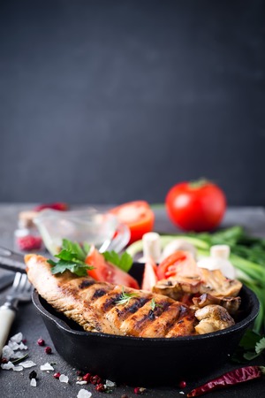 Marinated grilled healthy chicken breastsの写真素材