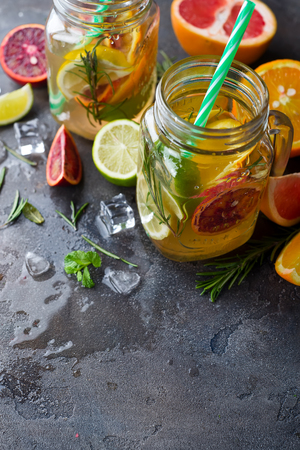 orange lemonade on a jarの写真素材