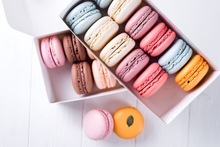 Colorful macaroons. Sweet macarons.の写真素材